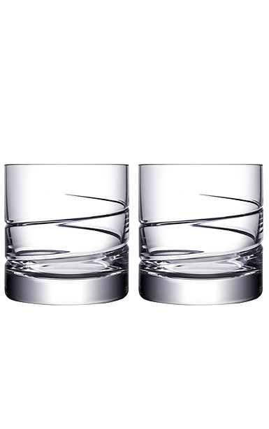 Orrefors Crystal, Swerve Crystal Double Old Fashion, Pair
