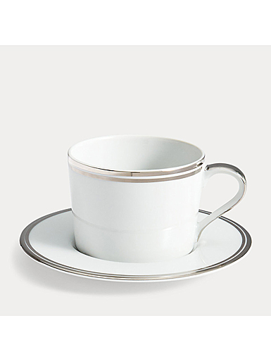 Ralph Lauren Wilshire Cup and Saucer, Silver And White