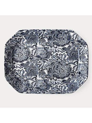 Ralph Lauren Faded Peony Large Rectangular Platter, Indigo