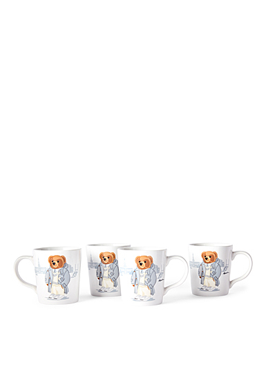 Ralph Lauren China, Haven Ruby Bear Set of Four Mugs