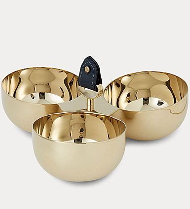Ralph Lauren Wyatt Triple Nut Bowl, Navy and Gold