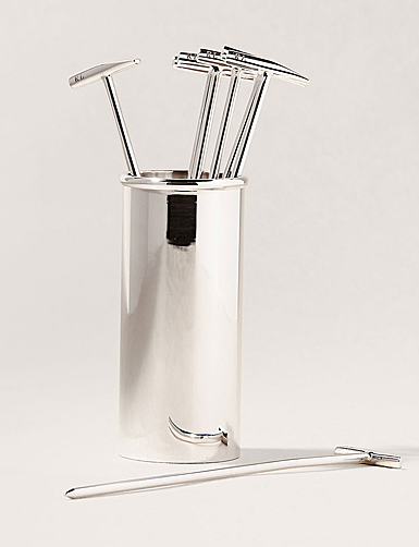 Ralph Lauren Ellery Cocktail Pics With Holder, Silver Set
