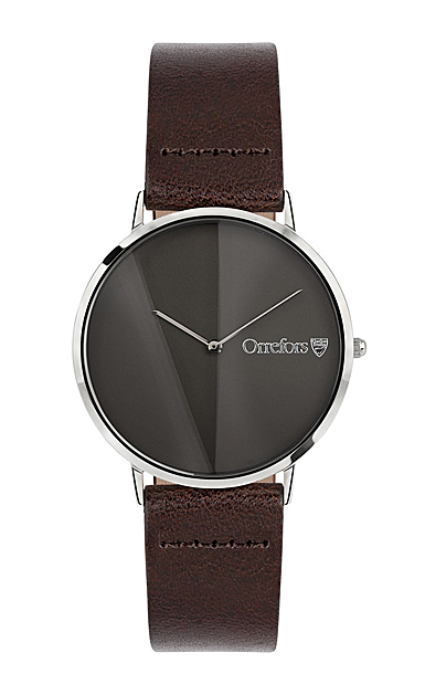 Orrefors Crystal O-Time Brandy Gunmetal Dial Watch