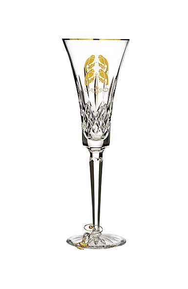 Waterford Crystal, 12 days of Christmas Lismore Four Calling Birds Gold Flute, Single