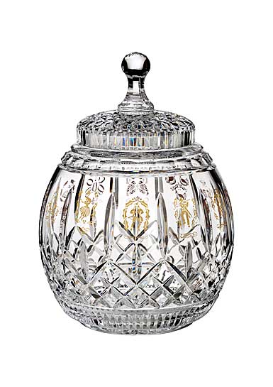 Waterford Crystal, 2017 House of Waterford 12 Days of Christmas Gilded Crystal Biscuit Barrel, Limited Edition