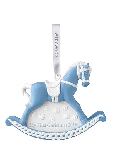 Wedgwood 2016 Baby's First Christmas Blue Rocking Horse Ornament