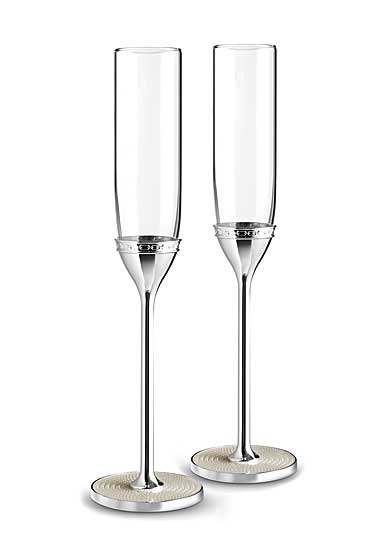 Vera Wang Wedgwood With Love Nouveau Toasting Flutes Pair, Pearl
