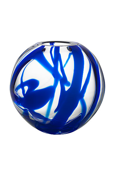 Kosta Boda Anna Ehrner 9.45" Blue Globe Crystal Vase