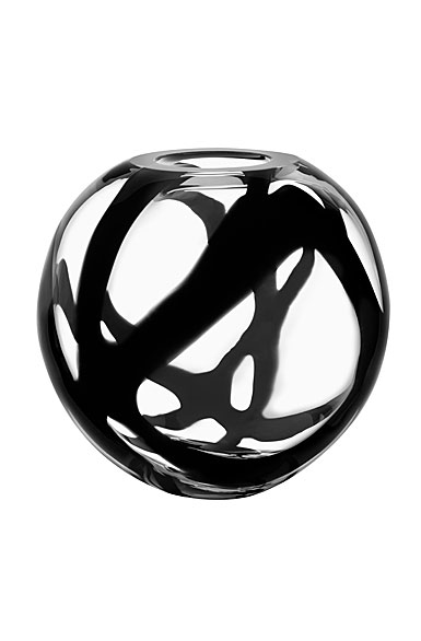 Kosta Boda 9.45" Black Globe Crystal Vase