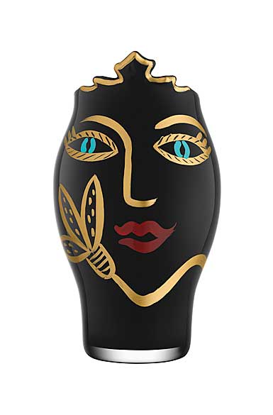 Kosta Boda Open Minds Black and Gold Crystal Vase, Limited Edition