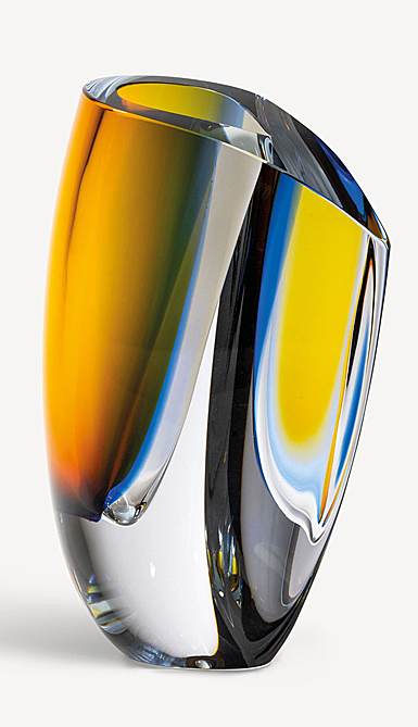 Kosta Boda Mirage 12" Vase Blue, Amber XL