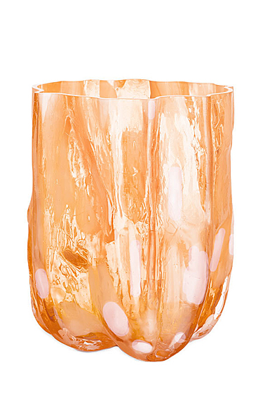 Kosta Boda Crackle Vase 11" Amber, Flamingo