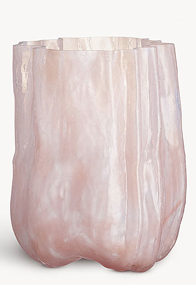 Kosta Boda Crackle Vase 11" Pink Pearl