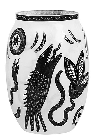 Kosta Boda Caramba Vase, Black/White
