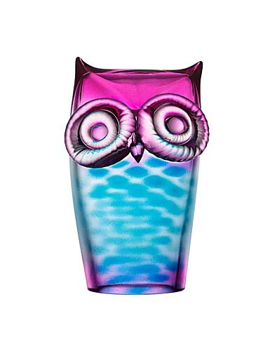 Kosta Boda My Wide Life Owl, Blue and Pink