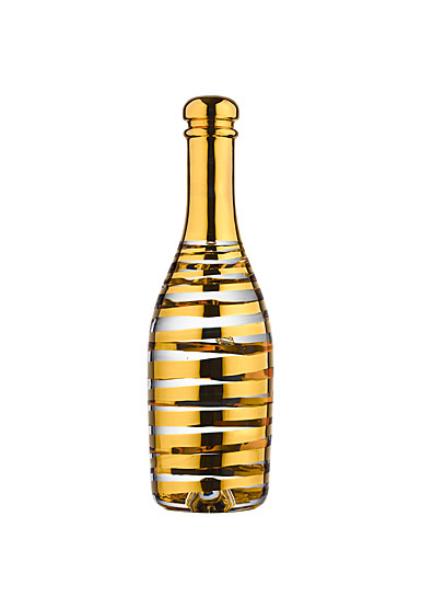 Kosta Boda Celebrate Crystal Champagne Bottle, Gold