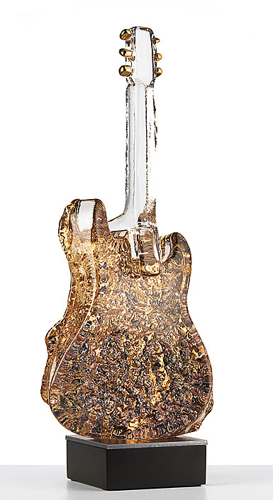 Kosta Boda Art Glass Kjell Engman Gold Guitar Limited Edition of 60