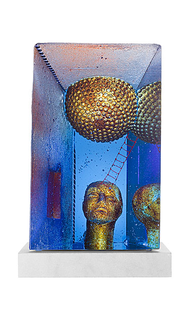 Kosta Boda Art Glass Bertil Vallien Blue Moon Sculpture, Limited Edtion of 100