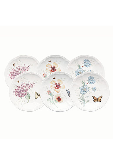 Lenox Butterfly Meadow Dinnerware Party Plates Set Of Six