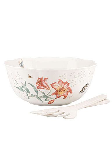 Lenox Butterfly Meadow China Salad Bowl 3 Piece Set