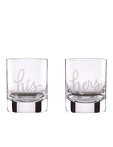 kate spade new york by Lenox Two of a Kind His & Hers Double Old Fashioned Glasses, Set of 2