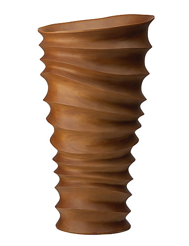 Donna Karan Lenox Hand Carved Wood, Rippled Tall Vase