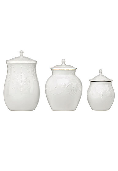 Lenox French Perle White China Canisters Set Of Three