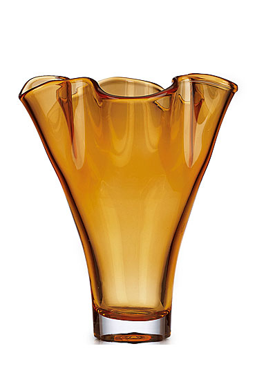 Lenox Organics Ruffle Crystal Centerpiece Crystal Vase, Amber