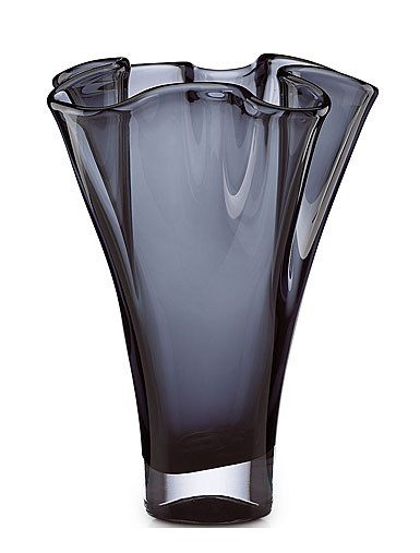 Lenox Organics Ruffle Crystal Centerpiece Crystal Vase, Smoke