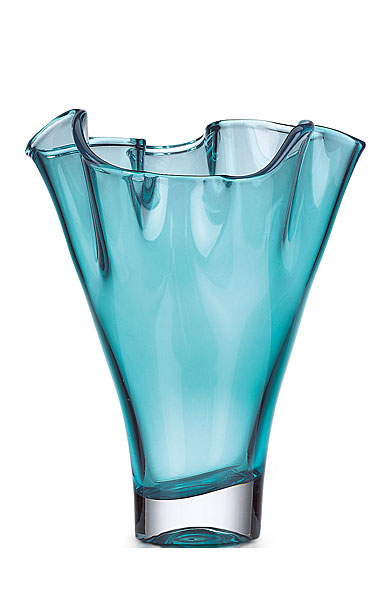 Lenox Organics Ruffle Crystal Centerpiece Crystal Vase, Turquoise