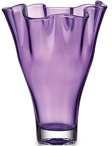 Lenox Organics Ruffle Crystal Centerpiece Crystal Vase, Amethyst