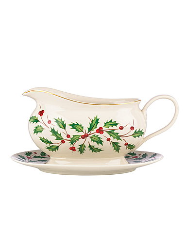 Lenox China Holiday Gravy Boat With Stand