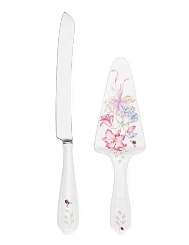 Lenox China Butterfly Meadow Bouquet Cake Knife and Server Set
