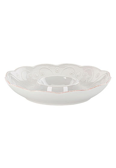 Lenox French Perle White China Chip And Dip Server