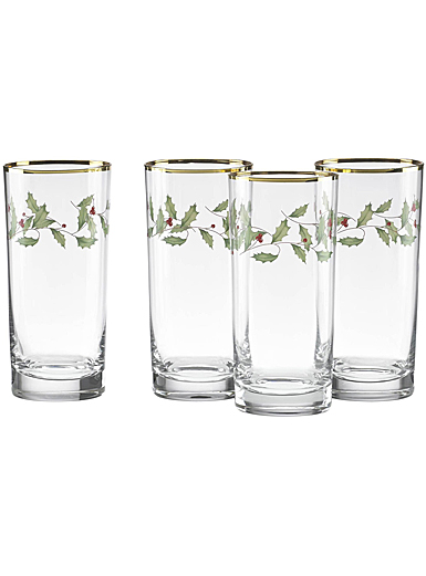 Lenox Christmas Hiball Cocktail Glasses, Set of 4