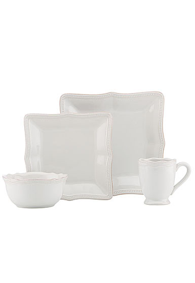 Lenox French Perle Bead White Square, 4 Piece Place Setting