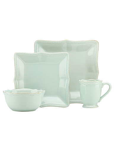 Lenox French Perle Bead Ice Blue Square, 4 Piece Place Setting