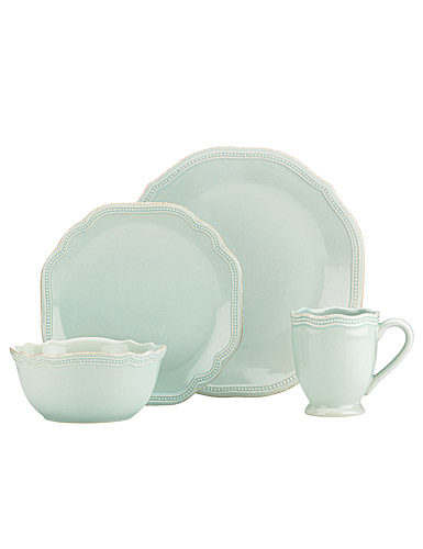 Lenox French Perle Bead Ice Blue Round, 4 Piece Place Setting