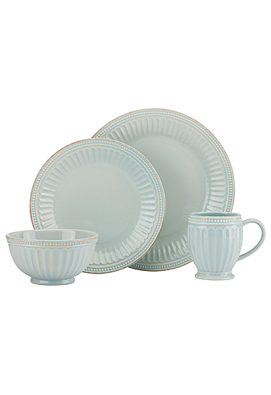 Lenox French Perle Groove Ice Blue China 4 Piece Place Setting