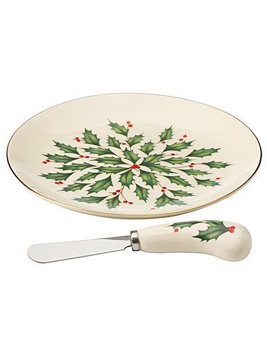 Lenox China Holiday Cheese Plate With Knife