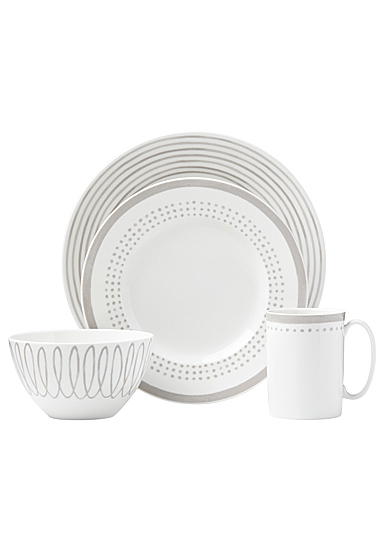 Kate Spade China by Lenox, Charlotte Street East Grey 4 Piece Place Setting
