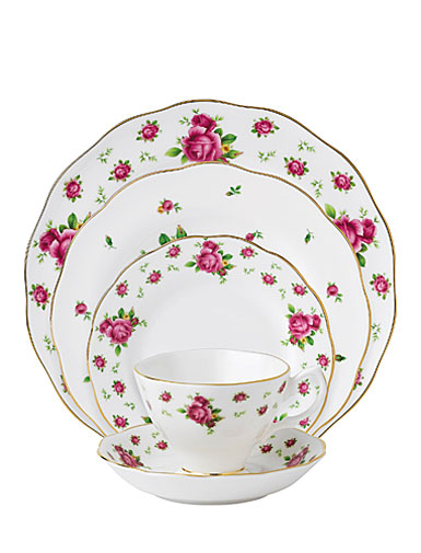 Royal Albert New Country Roses White Vintage Formal 5-Piece Place Setting