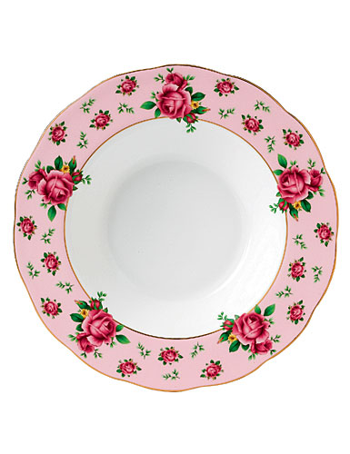 Royal Albert New Country Roses Pink Vintage Formal 9 2/5 in Rimmed Soup/Salad Bowl