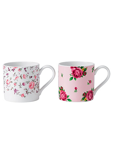 Royal Albert New Country Roses Rose Confetti/Pink Mugs Set of 2