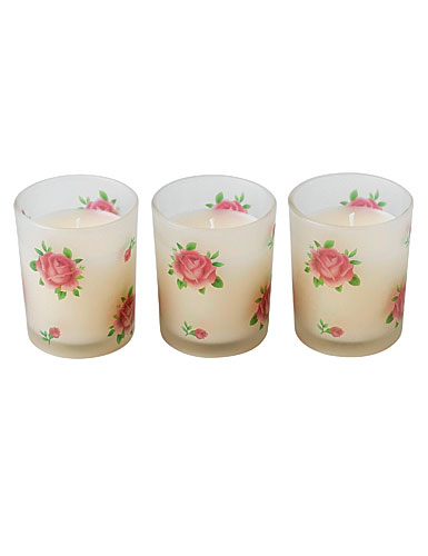 Royal Albert New Country Roses Rose Confetti Votives with Candles - Set of 3