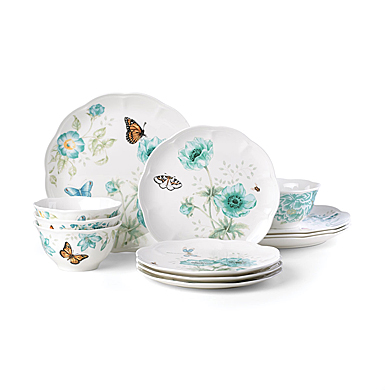Lenox Butterfly Meadow Turquoise Dinnerware 12 piece set