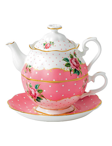 Royal Albert China New Country Roses Cheeky Pink Vintage Tea For One