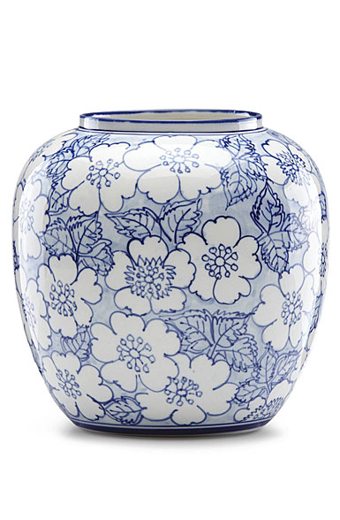 Lenox China Painted Indigo Floral Round Vase