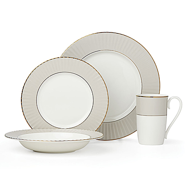 Lenox Pleated Colors Grey China 4 Piece Place Setting
