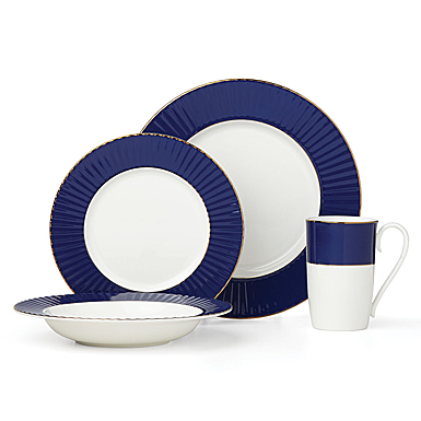 Lenox Pleated Colors Navy China 4 Piece Place Setting